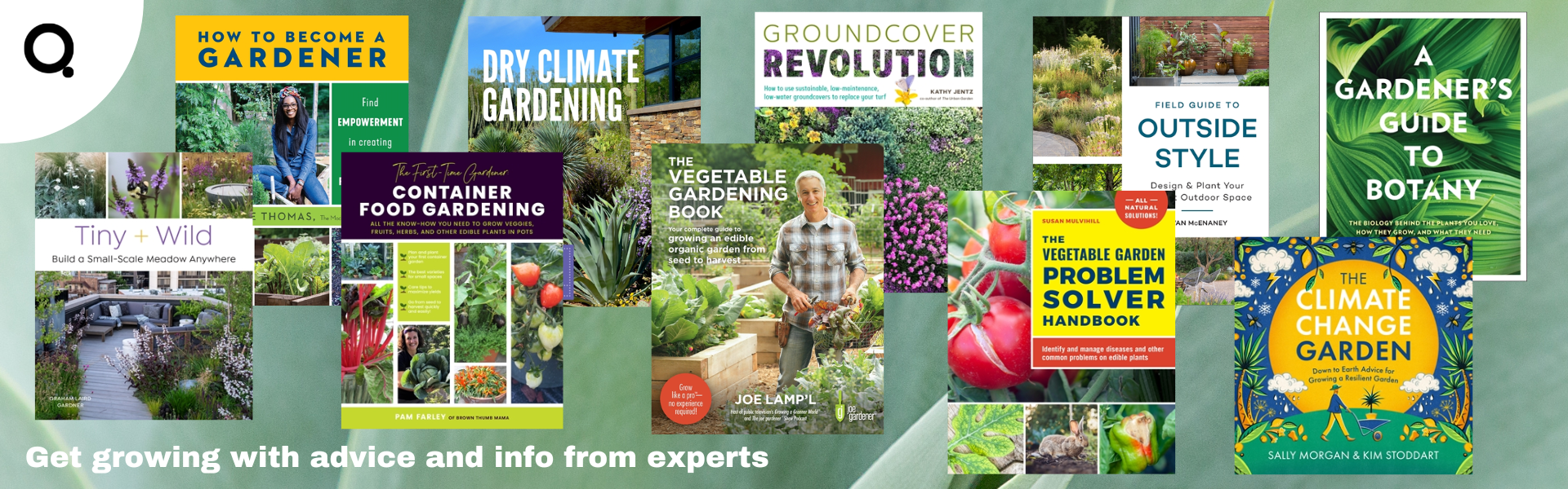 A banner featuring gardening titles